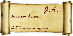 Jovanov Ágnes névjegykártya